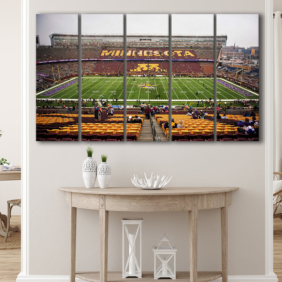 Minnesota Golden Gophers Stadium Canvas Prints Huntington Bank Stadium Wall,Multi Panels B,Sport Stadium Art Prints, Fan Gift