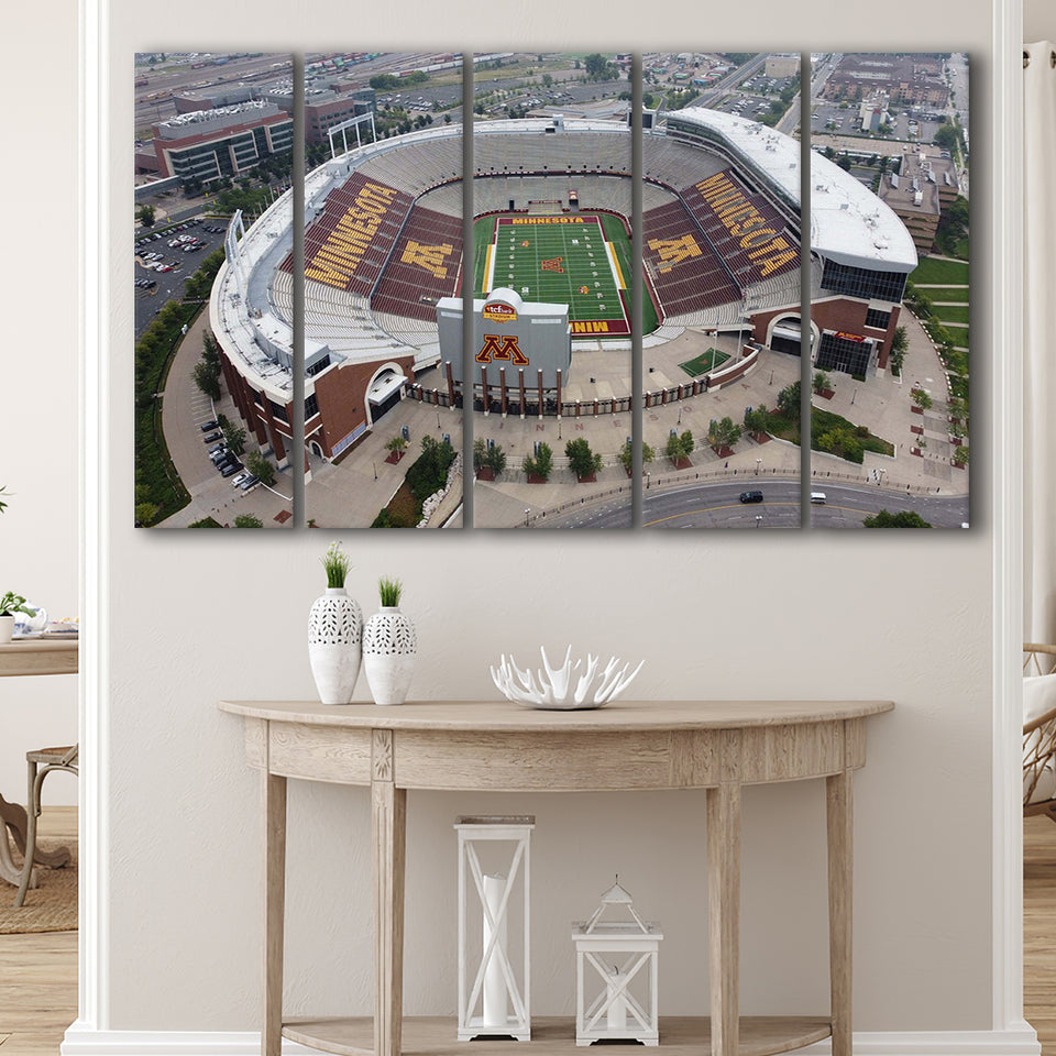 Minnesota Golden Gophers Stadium Canvas Prints Stadium Huntington Bank Stadium Wall,Multi Panels B,Sport Stadium Art Prints, Fan Gift