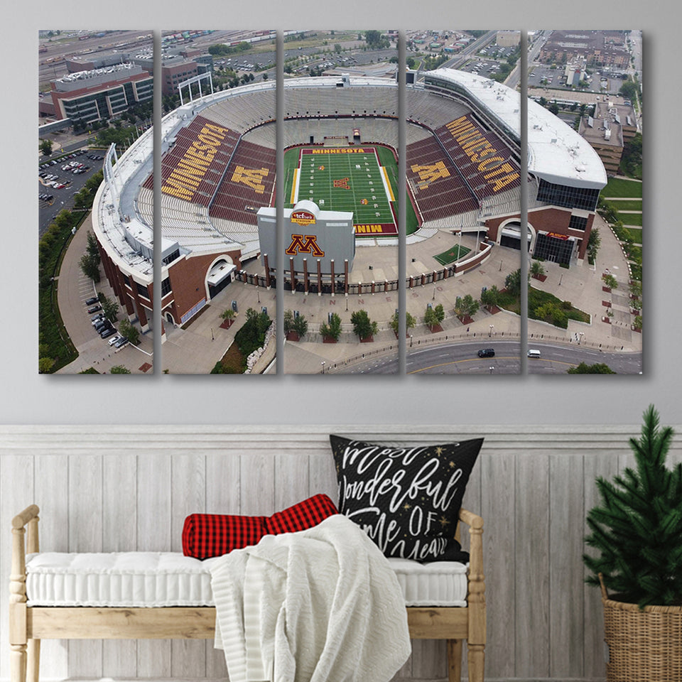 Minnesota Golden Gophers Stadium Canvas Prints Stadium Huntington Bank Stadium Wall,Multi Panels B,Sport Stadium Art Prints, Fan Gift
