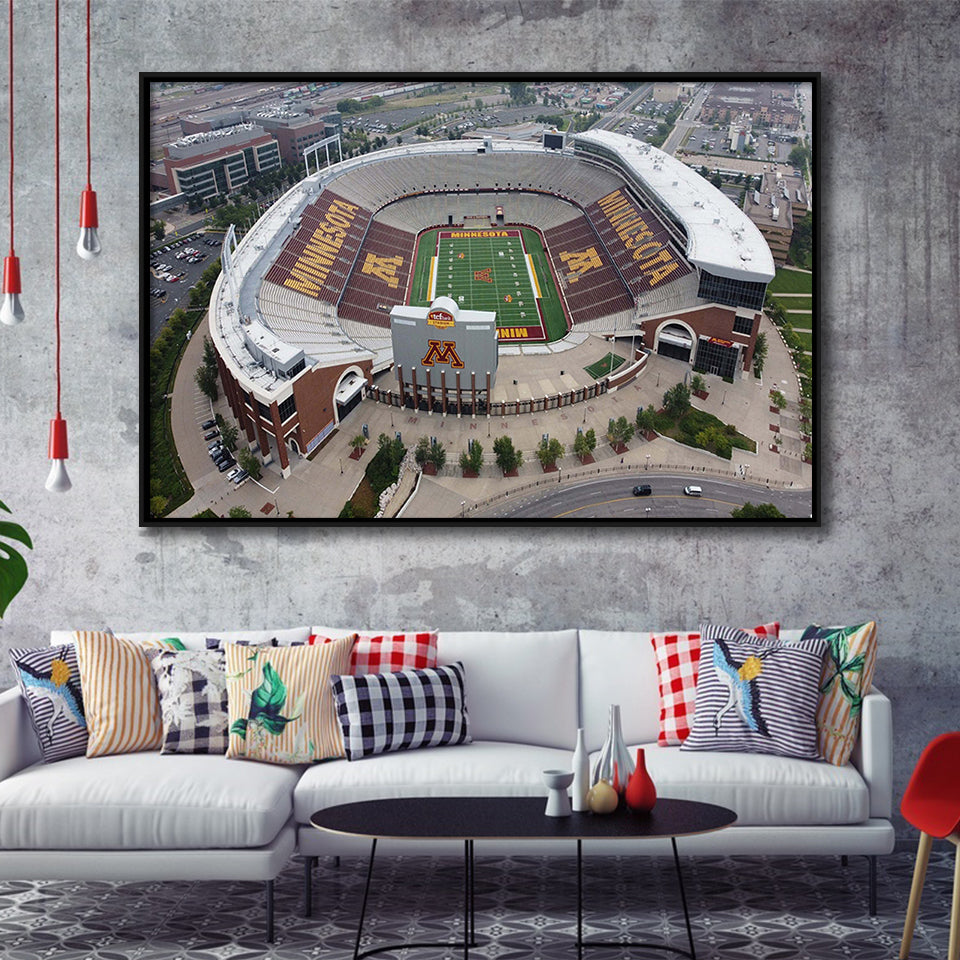 Minnesota Golden Gophers Stadium Framed Canvas Prints Stadium Huntington Bank Stadium Wall,Sport Stadium Art Prints, Fan Gift