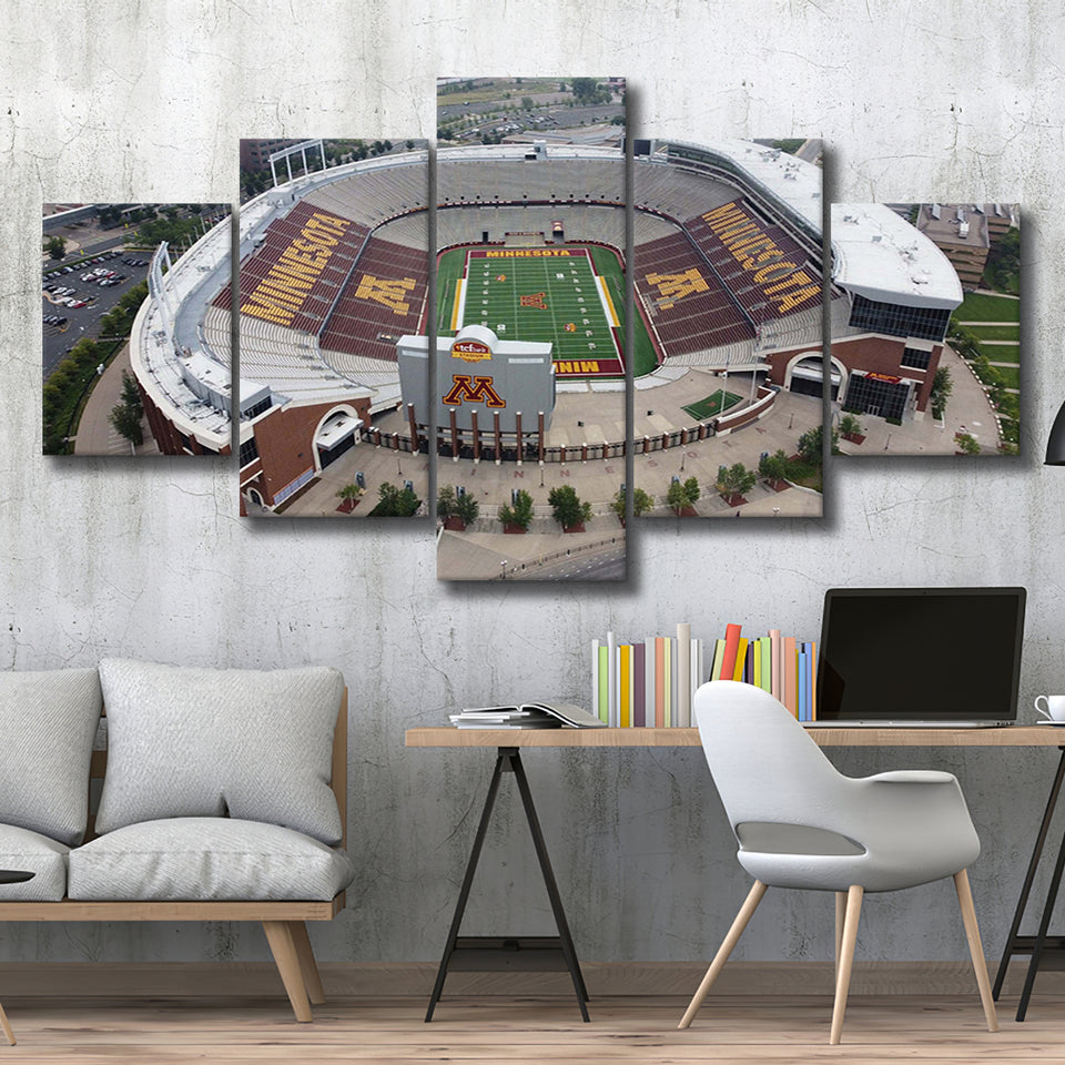 Minnesota Golden Gophers Stadium Canvas Prints Stadium Huntington Bank Stadium Wall,Multi Panels,Sport Stadium Art Prints, Fan Gift