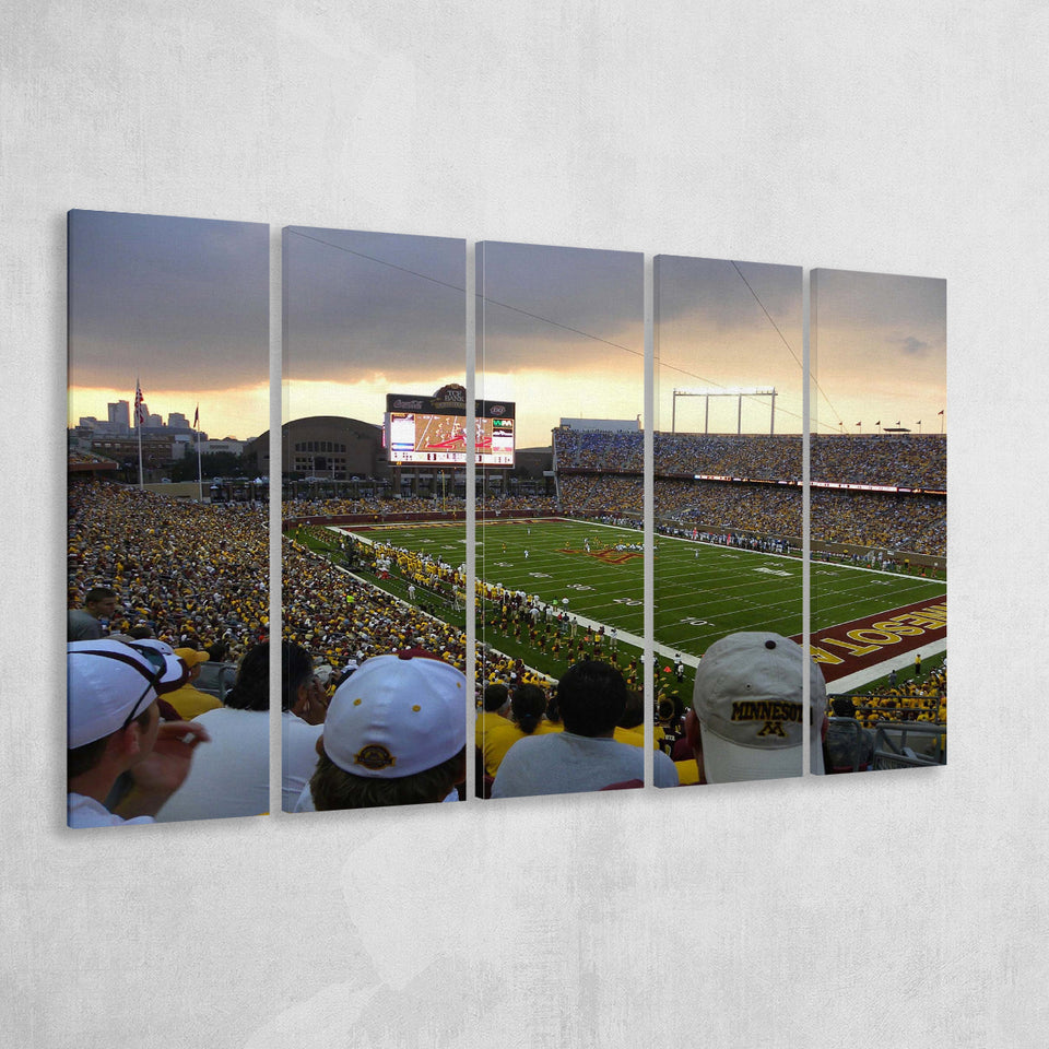 Minnesota Golden Gophers Stadium Canvas Prints Huntington Bank Stadium Wall,Multi Panels B,Sport Stadium Art Prints, Fan Gift