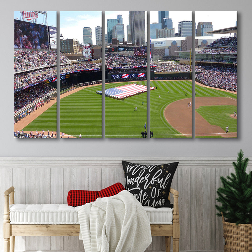 Minnesota Twins Stadium Canvas Prints Target Field Wall Art Baseball,Multi Panels B,Sport Stadium Art Prints, Fan Gift