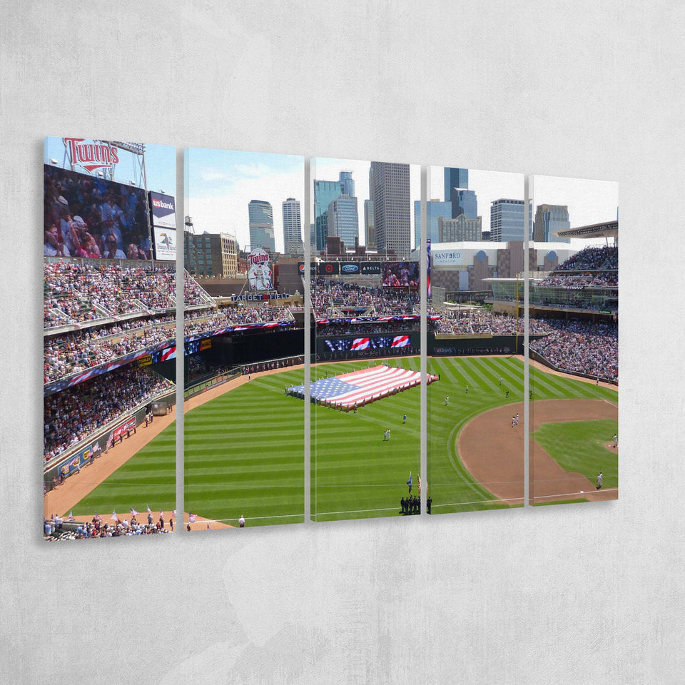 Minnesota Twins Stadium Canvas Prints Target Field Wall Art Baseball,Multi Panels B,Sport Stadium Art Prints, Fan Gift