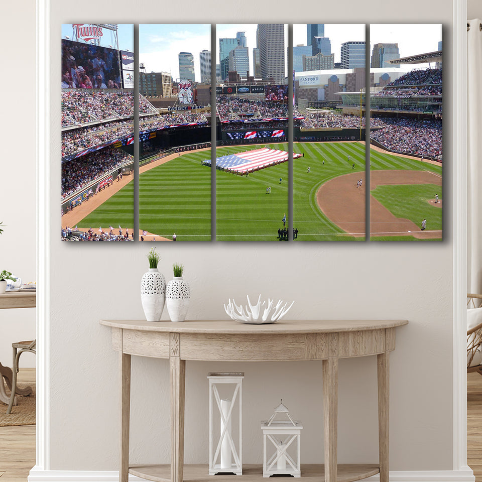 Minnesota Twins Stadium Canvas Prints Target Field Wall Art Baseball,Multi Panels B,Sport Stadium Art Prints, Fan Gift