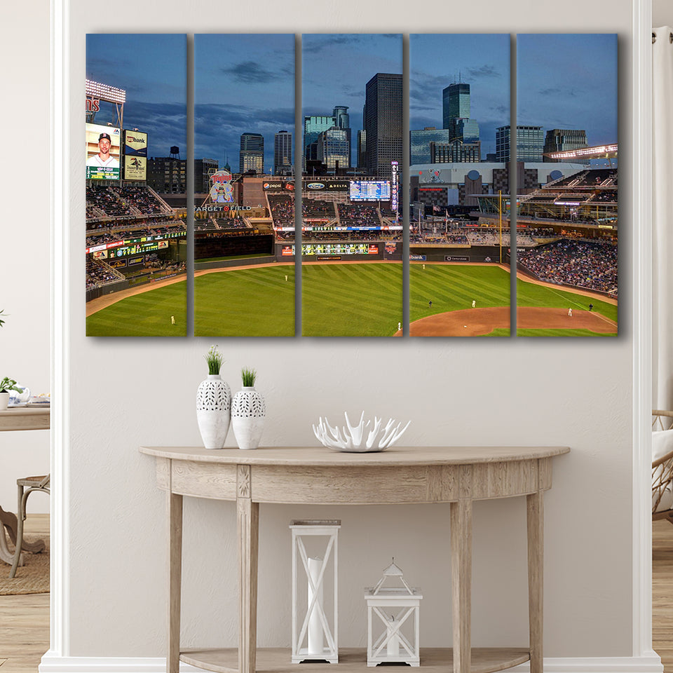 Minnesota Twins Wall Art Target Field Stadium Canvas Prints MLB,Multi Panels B,Sport Stadium Art Prints, Fan Gift