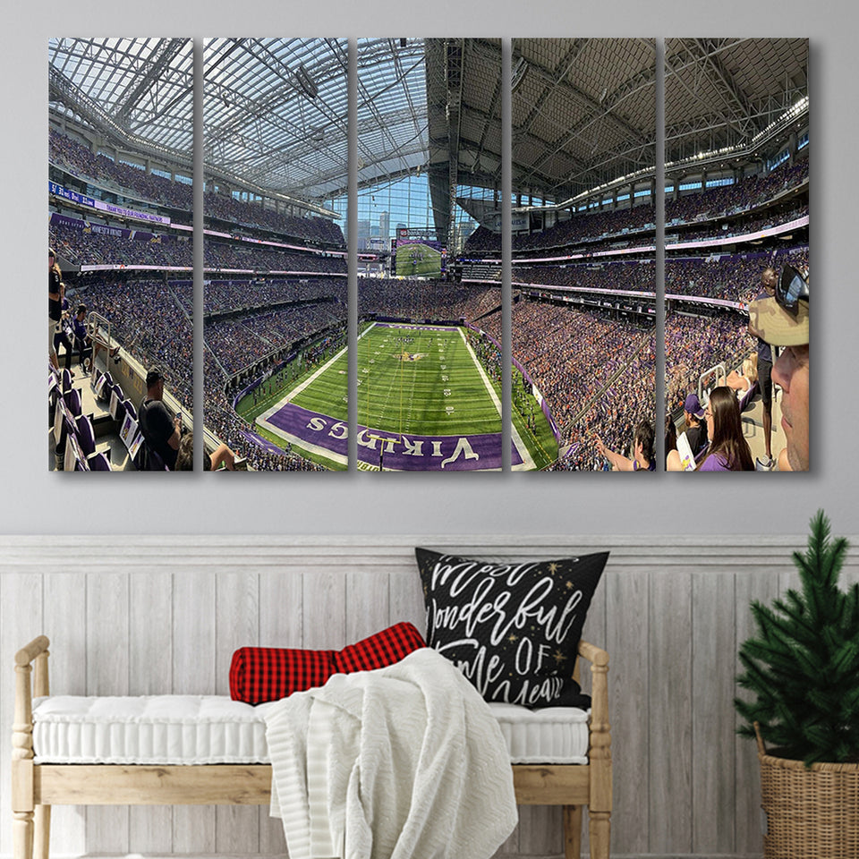 Minnesota Vikings Stadium Canvas Prints US Bank Stadium Wall Art,Multi Panels B,Sport Stadium Art Prints, Fan Gift