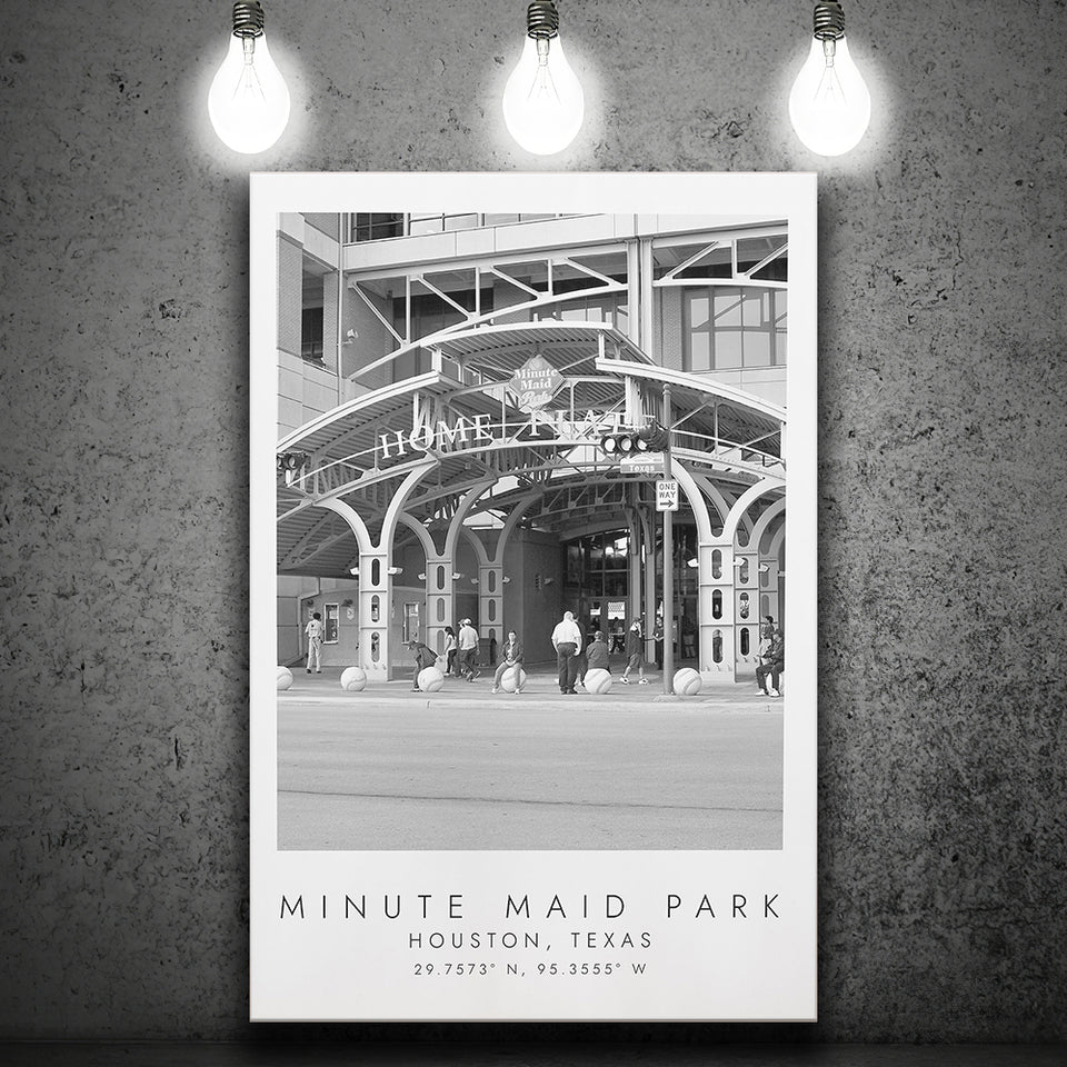 Minute Maid Park Houston Astros Baseball Lovers Black And White Art Canvas Prints Wall Art Home Decor