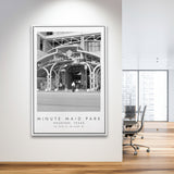 Minute Maid Park Houston Astros Baseball Lovers Black And White Art Framed Canvas Prints Wall Art Home Decor, Floating Frame