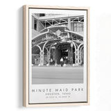 Minute Maid Park Houston Astros Baseball Lovers Black And White Art Framed Canvas Prints Wall Art Home Decor, Floating Frame