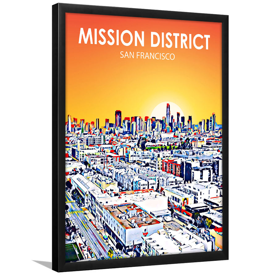 Mission District San Francisco Sunset Landscape, City Art Print, Framed Art Print Wall Art Home Decor, Framed Picture