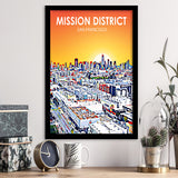 Mission District San Francisco Sunset Landscape, City Art Print, Framed Art Print Wall Art Home Decor, Framed Picture