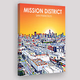 Mission District San Francisco Sunset Landscape ,City Art Print, Large Canvas, Canvas Print Wall Art Home Decor