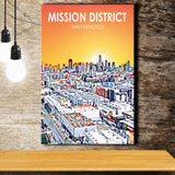 Mission District San Francisco Sunset Landscape ,City Art Print, Large Canvas, Canvas Print Wall Art Home Decor