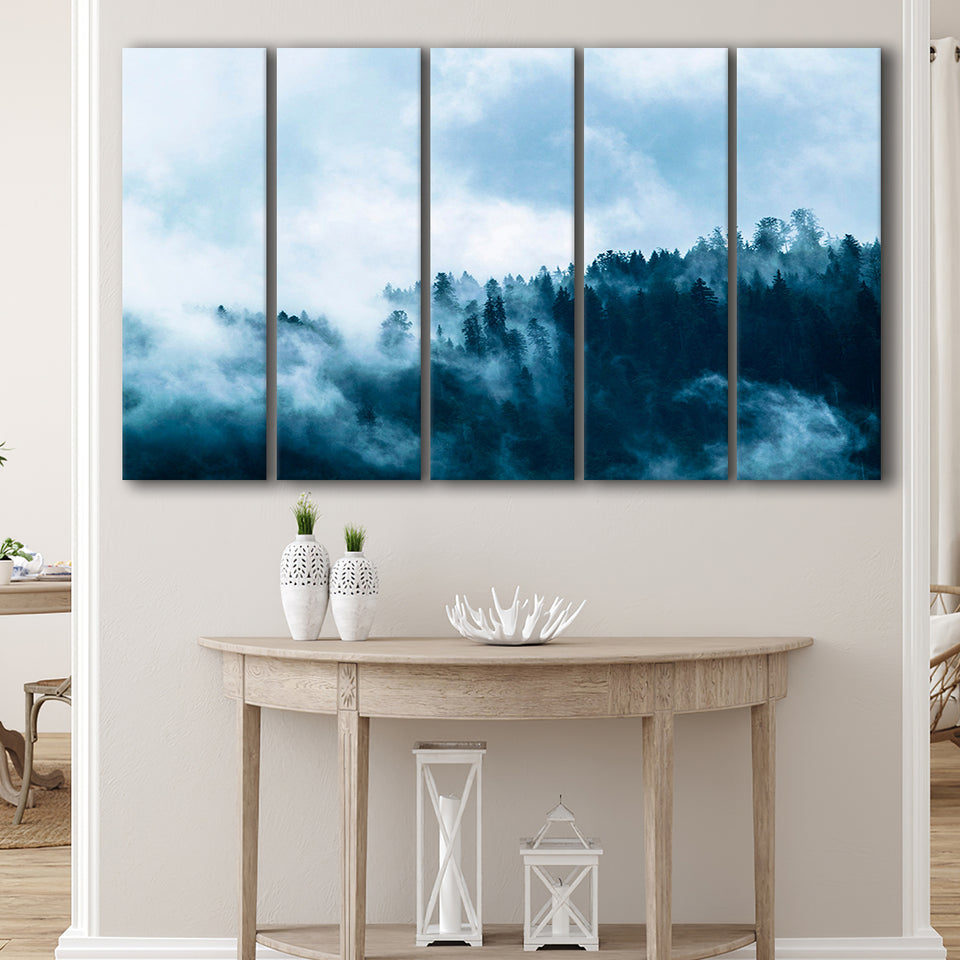 Misty Forest Foggy Forest Print Large Extra Large Canvas Prints Multi Panels B Wall Art Prints Home Decor