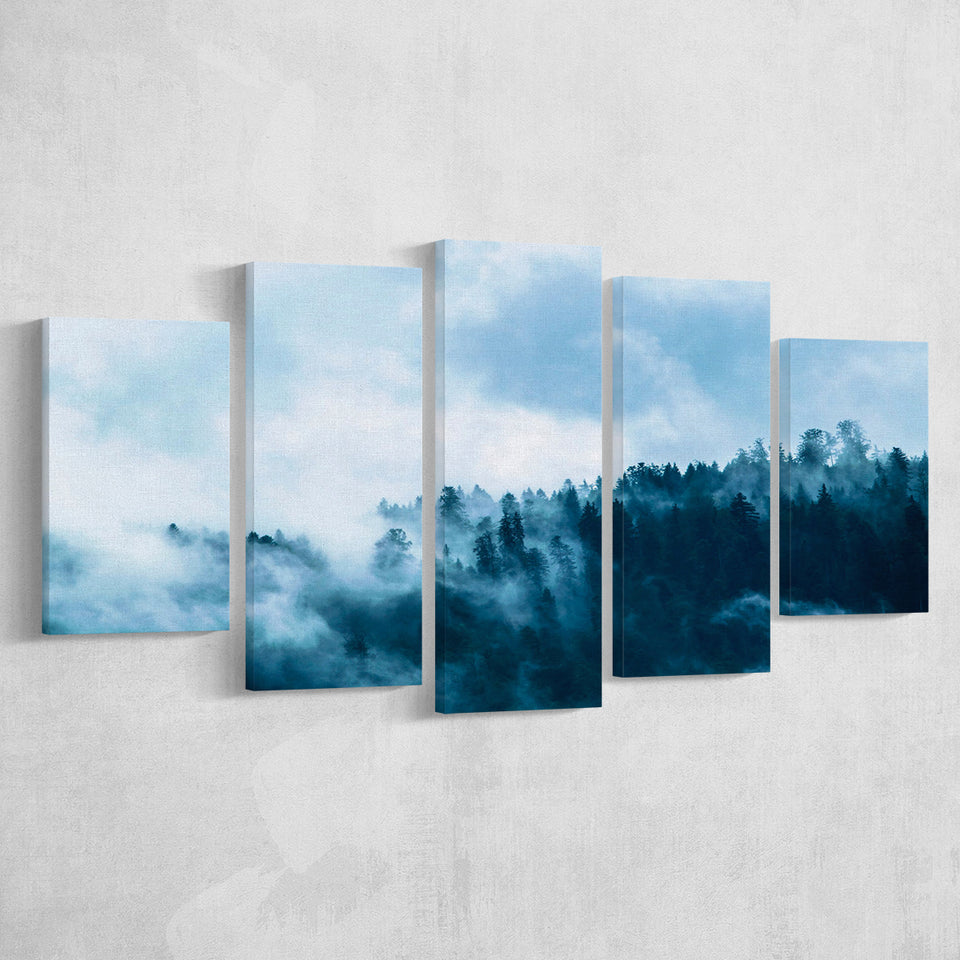 Misty Forest Foggy Forest Print Large Large Canvas Prints Multi Panels Wall Art Prints Home Decor