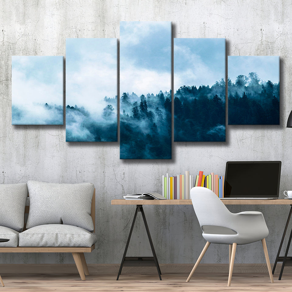 Misty Forest Foggy Forest Print Large Large Canvas Prints Multi Panels Wall Art Prints Home Decor