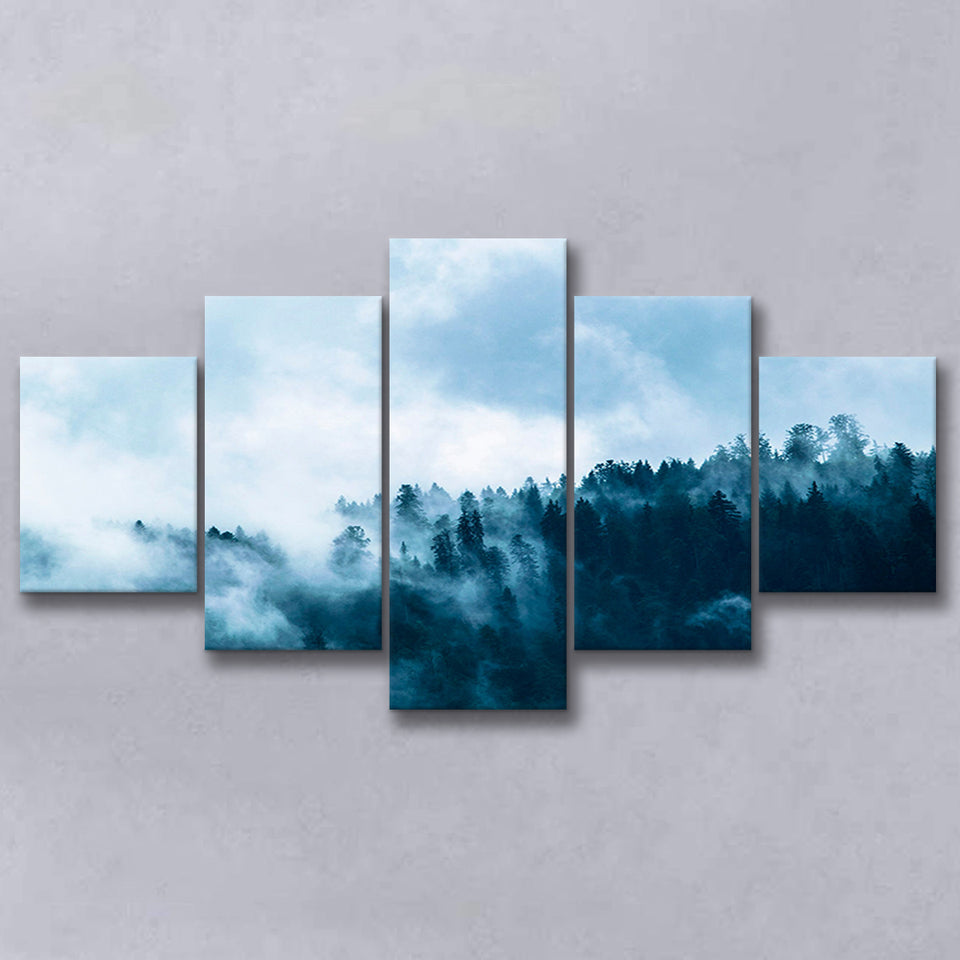 Misty Forest Foggy Forest Print Large Large Canvas Prints Multi Panels Wall Art Prints Home Decor
