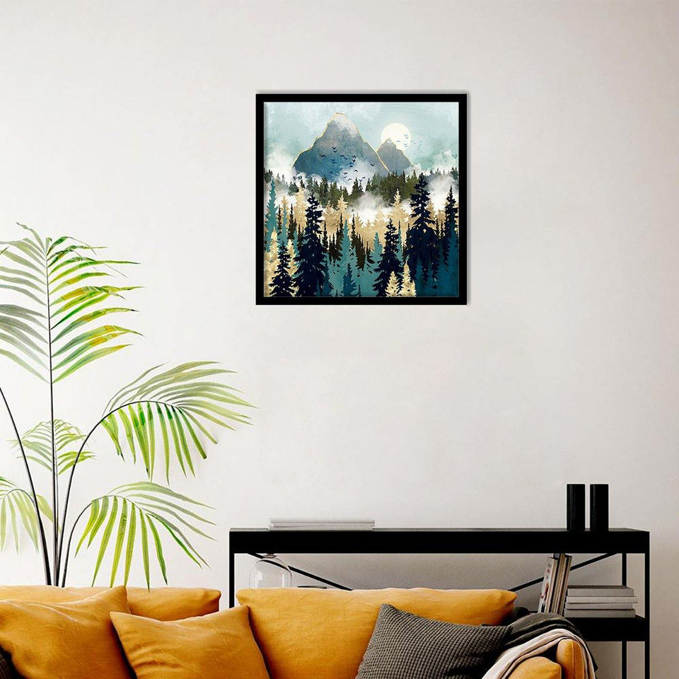Misty Pines - Mountain Art, Art Print, Frame Art
