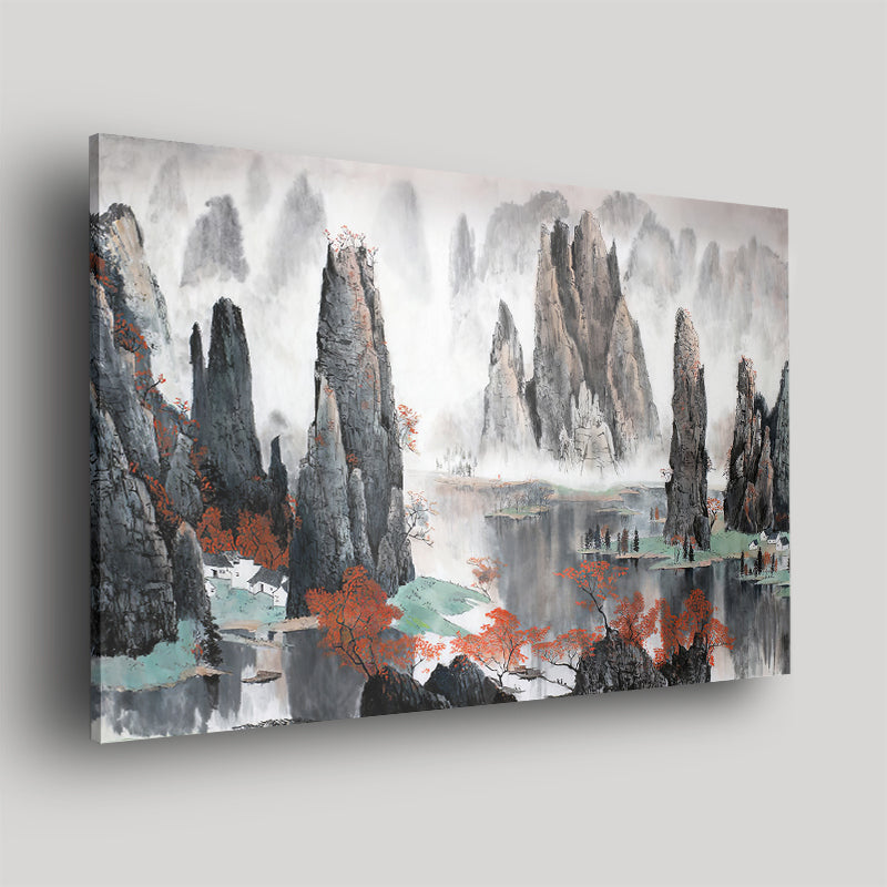 Misty Mountains And Water Acrylic Print - Art Prints, Acrylic Wall Art, Wall Decor, Home Decor