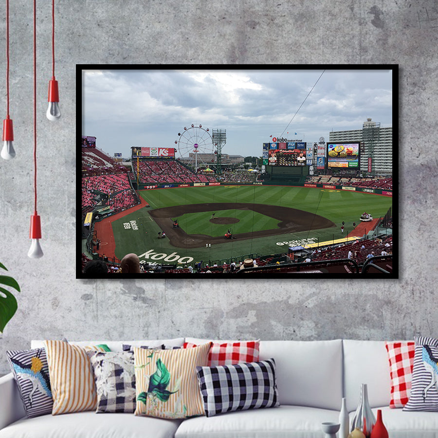 Miyagi Baseball Stadium, Stadium Canvas, Sport Art, Gift for him, Framed Art Prints Wall Art Decor, Framed Picture