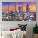 Mobile Alabama Usa Downtown Skyline Dusk 5 Pieces Extra Large Canvas Prints Wall Art Home Decor