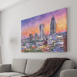 Mobile Alabama Usa Downtown Skyline Dusk City Art Watercolor Canvas Prints Wall Art Home Decor, Large Canvas