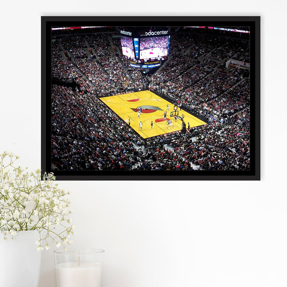 Moda Center Stadium Framed Canvas Prints Portland Trail Blazers Wall Art,Sport Stadium Art Prints, Fan Gift