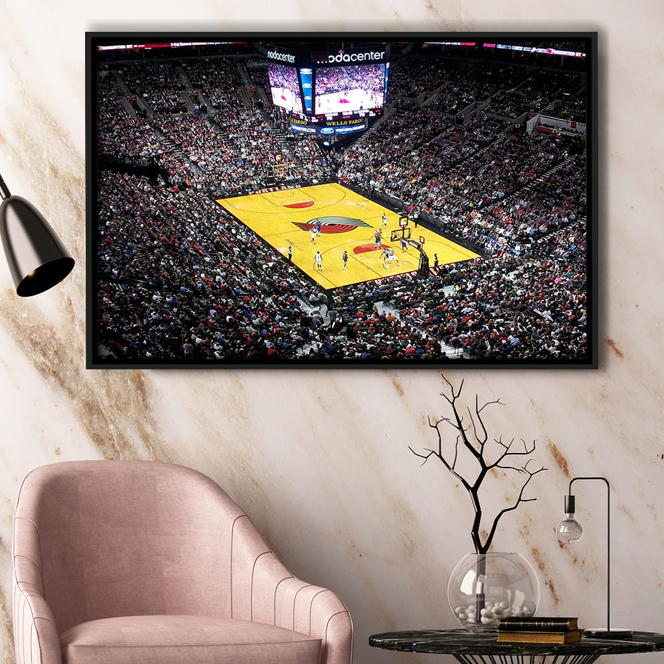 Moda Center Stadium Framed Canvas Prints Portland Trail Blazers Wall Art,Sport Stadium Art Prints, Fan Gift