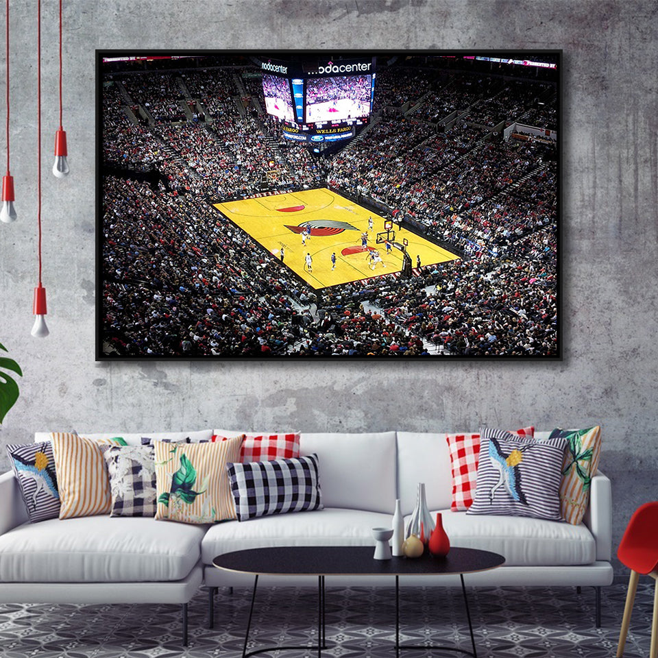 Moda Center Stadium Framed Canvas Prints Portland Trail Blazers Wall Art,Sport Stadium Art Prints, Fan Gift