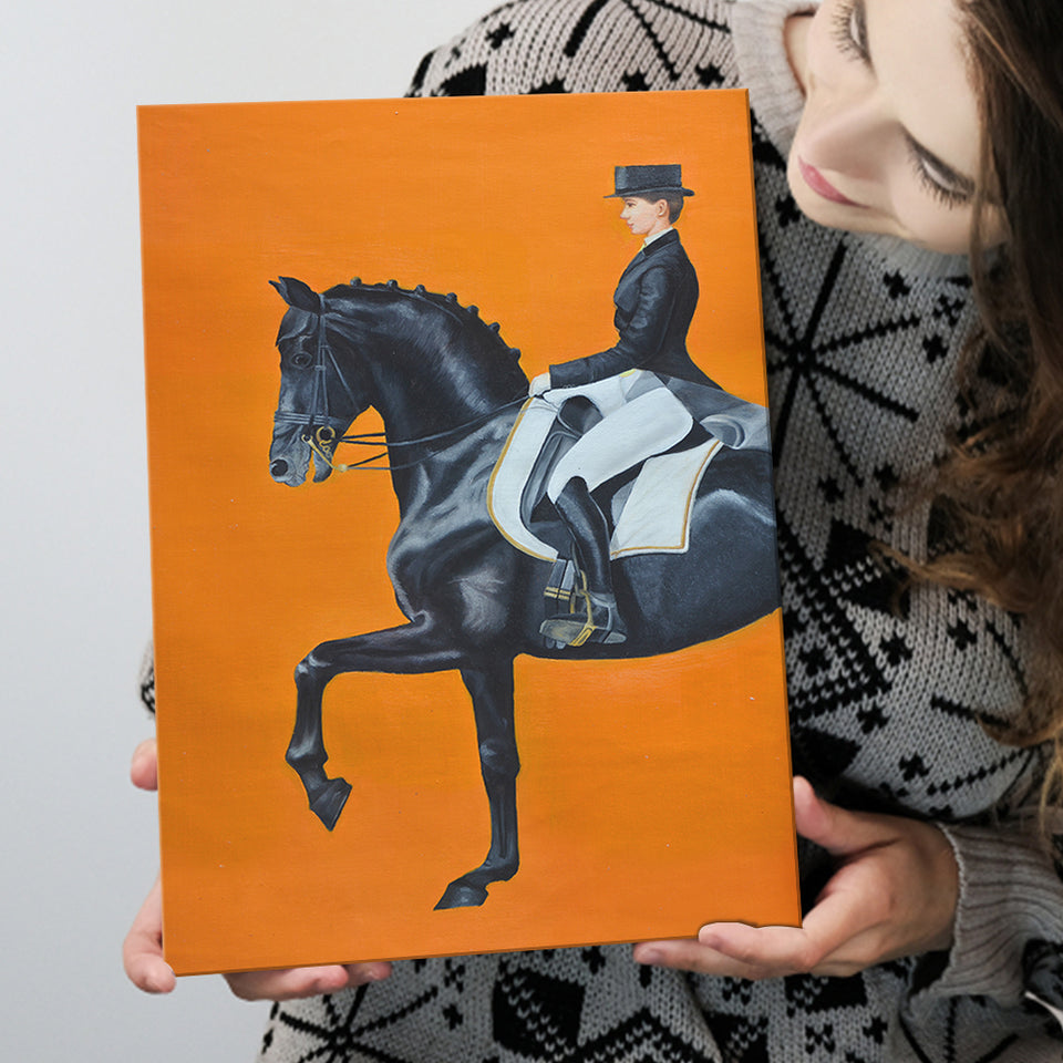 Modern Orange Horse Riding Pictures Canvas Prints Wall Art - Painting Canvas, Wall Decor, Home Decor, Prints for Sale