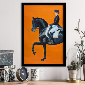 Modern Orange Horse Riding Pictures Framed Art Prints Wall Decor - Painting Art, Home Decor, Black Frame, Prints for Sale
