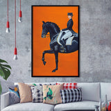 Modern Orange Horse Riding Pictures Framed Art Prints Wall Decor - Painting Art, Home Decor, Black Frame, Prints for Sale