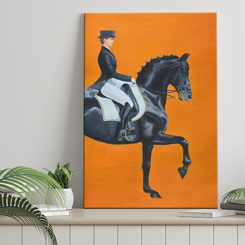 Modern Orange Horse Riding Look at Right Pictures Canvas Prints Wall Art