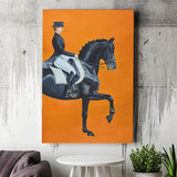 Modern Orange Horse Riding Look at Right Pictures Canvas Prints Wall Art