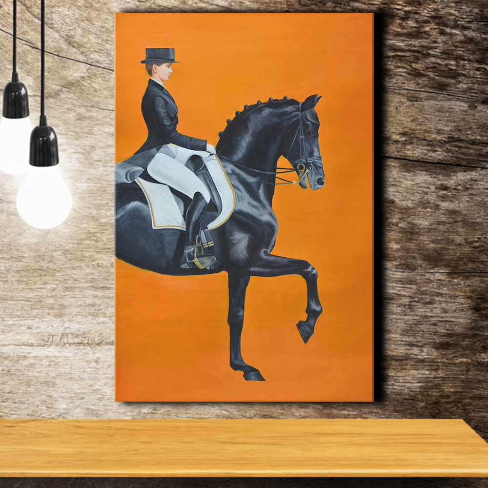 Modern Orange Horse Riding Look at Right Pictures Canvas Prints Wall A –  UnixCanvas