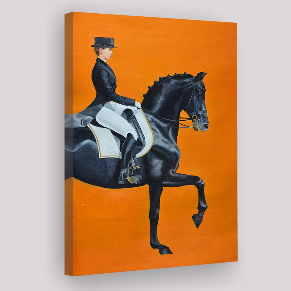 Modern Orange Horse Riding Look at Right Pictures Canvas Prints Wall Art