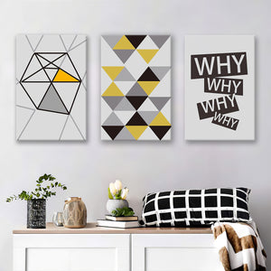 Modern Bright Geometric Canvas Prints 3 Pieces Wall Art Decor - Painting Canvas, Multi Panel, Home Decor