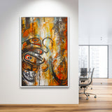 Modern Indigenous Abstract Art Framed Canvas Prints Wall Art, Floating Frame, Large Canvas Home Decor