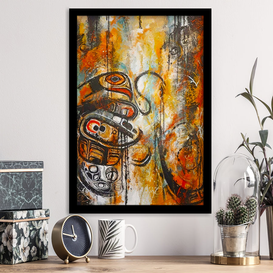 Modern Indigenous Abstract Art Framed Art Prints Wall Decor, Framed Picture, Large Picture