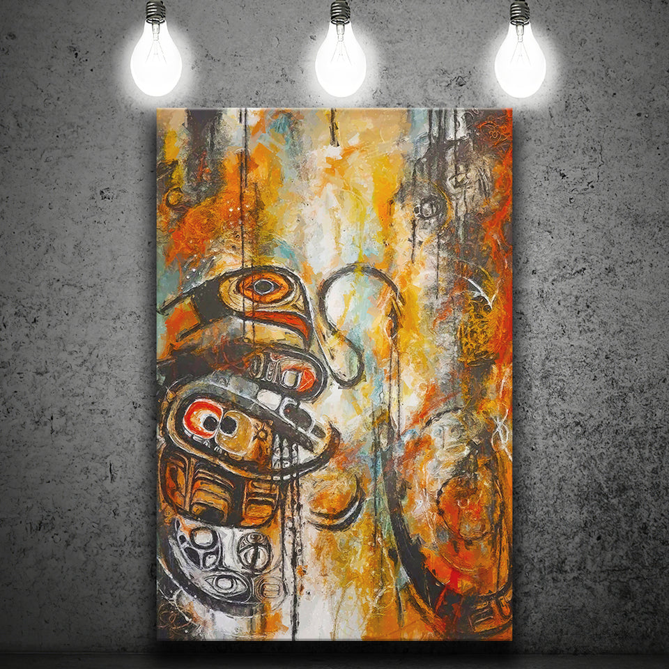 Modern Indigenous Abstract Art Canvas Prints Wall Art, Home Living Room Decor, Large Canvas