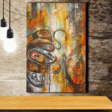 Modern Indigenous Abstract Art Canvas Prints Wall Art, Home Living Room Decor, Large Canvas