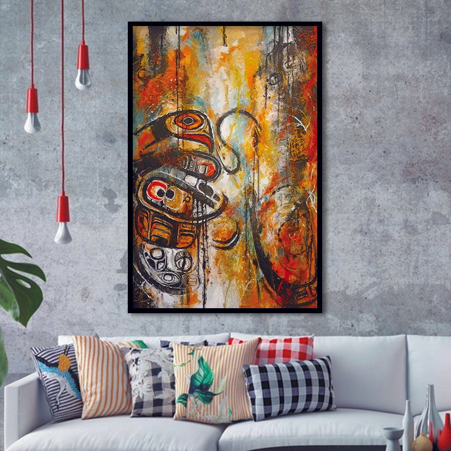 Modern Indigenous Abstract Art Framed Art Prints Wall Decor, Framed Picture, Large Picture