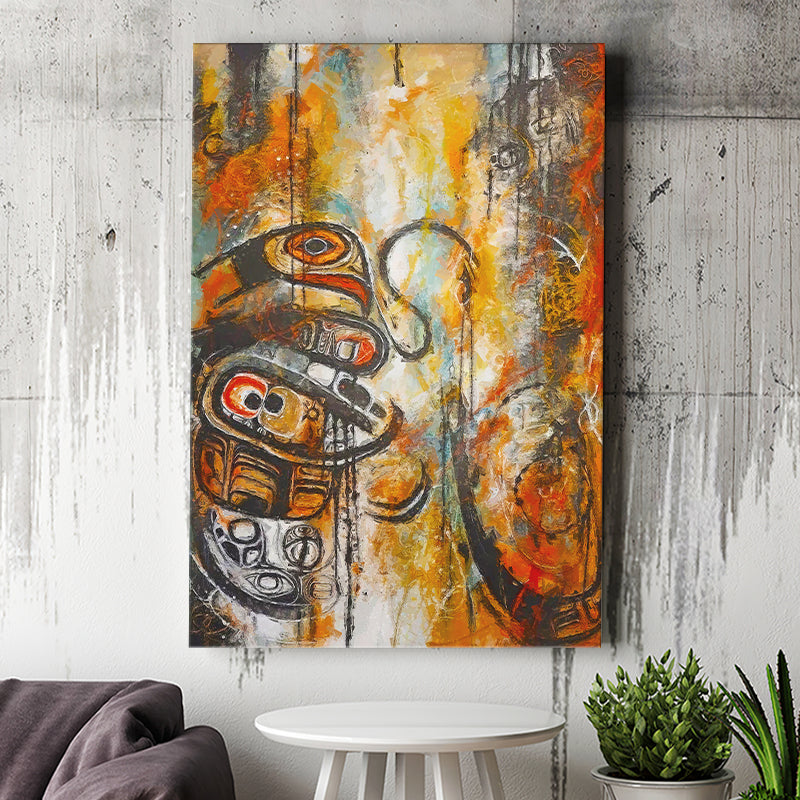 Modern Indigenous Abstract Art Canvas Prints Wall Art, Home Living Room Decor, Large Canvas