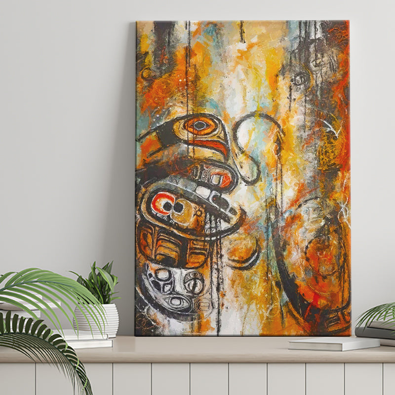 Modern Indigenous Abstract Art Canvas Prints Wall Art, Home Living Room Decor, Large Canvas