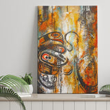 Modern Indigenous Abstract Art Canvas Prints Wall Art, Home Living Room Decor, Large Canvas