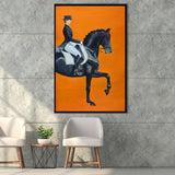 Modern Orange Horse Riding Look At Right Pictures Framed Canvas Prints - Painting Canvas, Wall Art, Framed Art, Home Decor, Prints for Sale