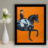 Modern Orange Horse Riding Look At Right Pictures Framed Art Prints Wall Decor - Painting Art, Home Decor, Black Frame, Prints for Sale