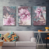 Modern Pink Abstract Floral Canvas Prints 3 Pieces Wall Art Decor - Painting Canvas, Multi Panel, Home Decor