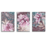 Modern Pink Abstract Floral Canvas Prints 3 Pieces Wall Art Decor - Painting Canvas, Multi Panel, Home Decor
